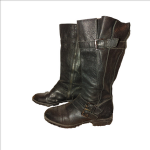 Enzo Angiolini Eastern Tall Moto Harness Leather Boots Size 6